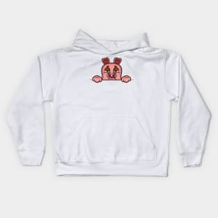 Pig Cartoon With Bored Face Expression Kids Hoodie